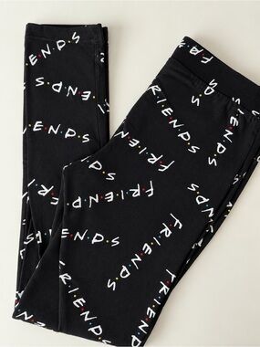 FRIENDS Black Logo Leggings with Multicolor Dot Accents